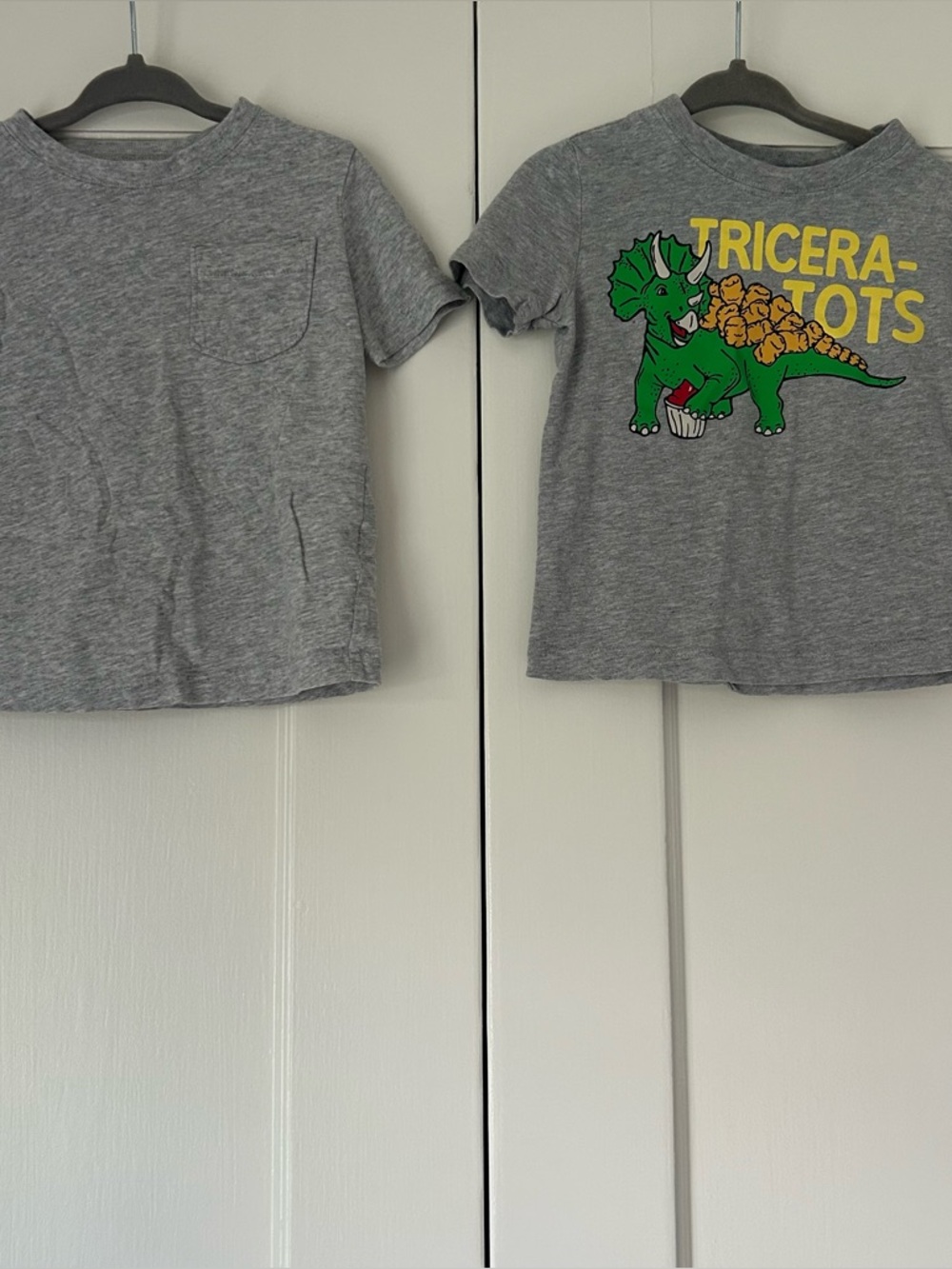 Carter’s Toddler T-Shirt Set Triceratops Dinosaur Print Chest Pocket Grey 18 Mo